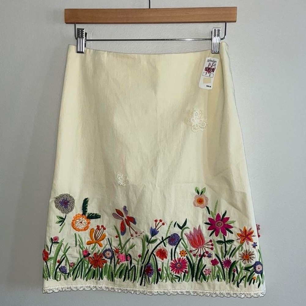 Moschino Cream Pink Embellished A-Line Skirt